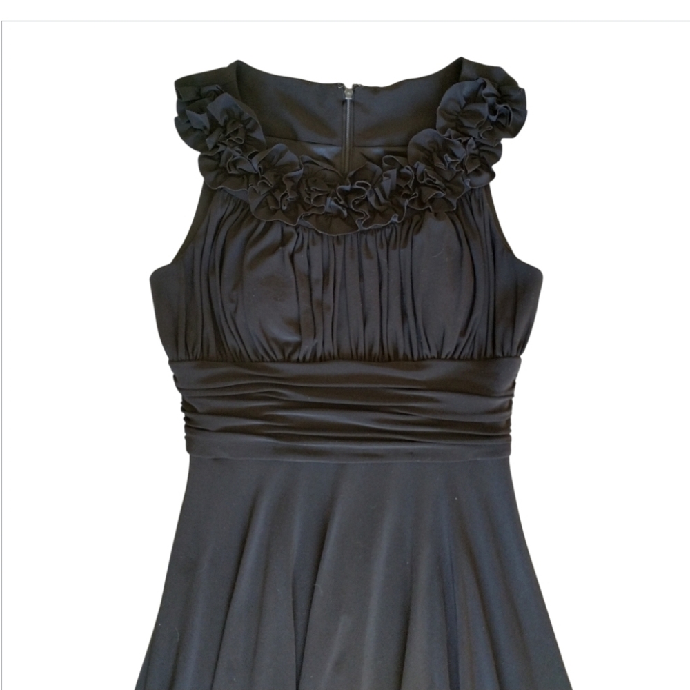 Jessica Howard Evenings Black Rosette Midi Dress Size 6 Women's Formal A-line - Picture 3 of 9
